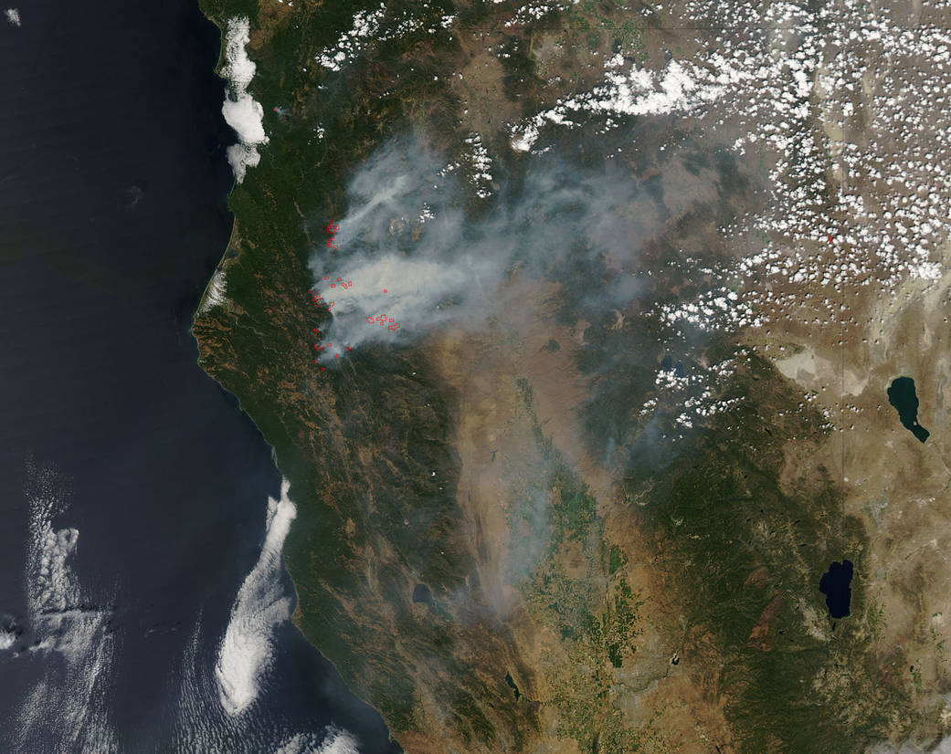 MODIS fires in California