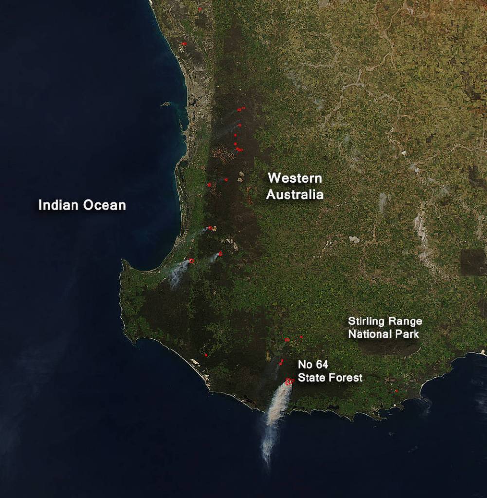 Bushfires in South Western Australia