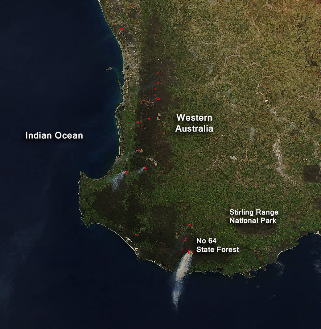 Fires in south Western Australia