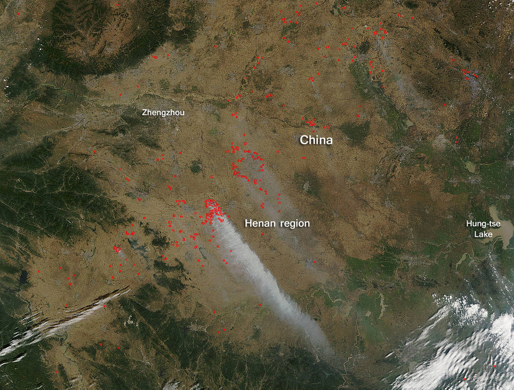 Fires in the Henan region of China