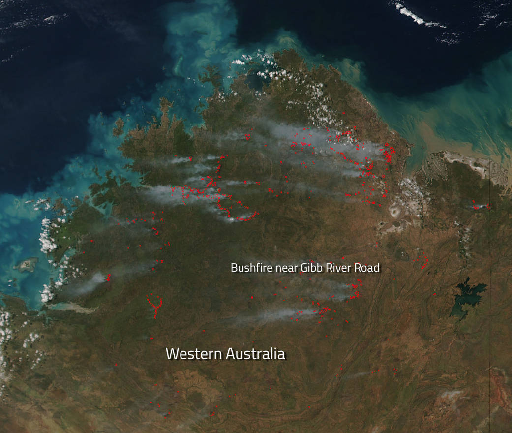 Suomi NPP image of Western Australia bushfires