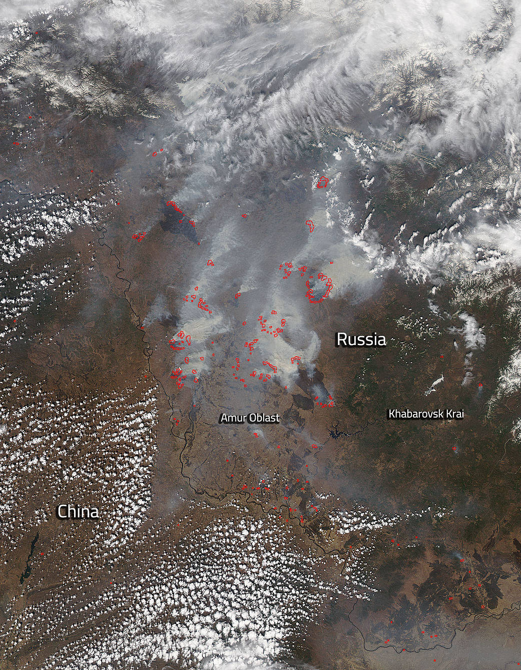 Fires and smoke in Russia