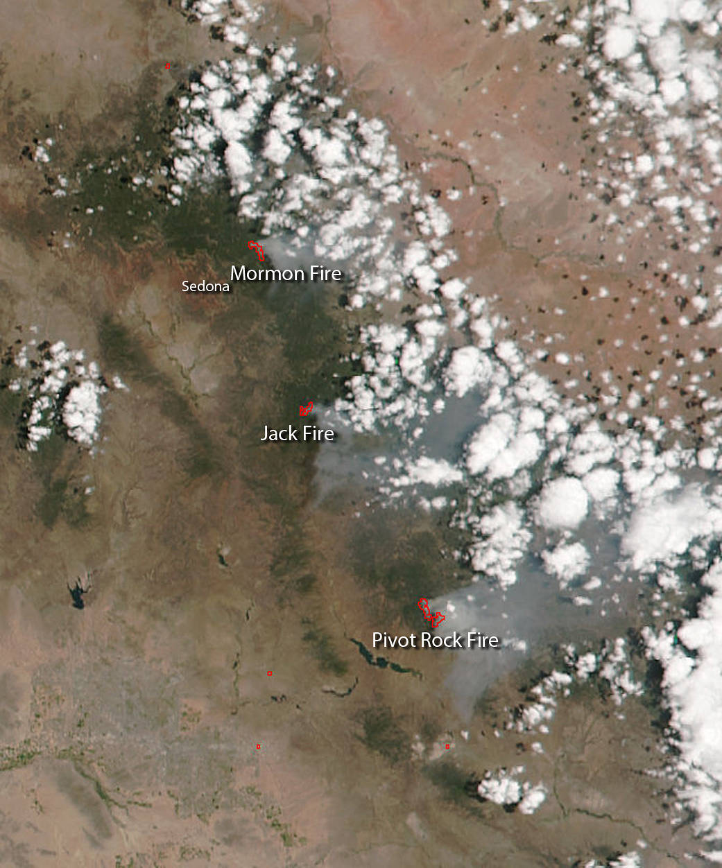 Suomi NPP image of Arizona wildfires