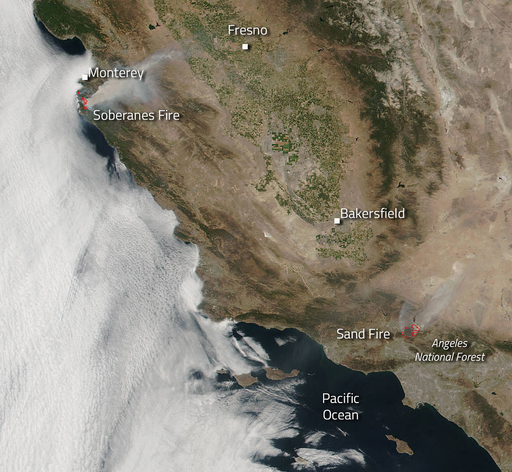 Sand and Soberanes Fires in California