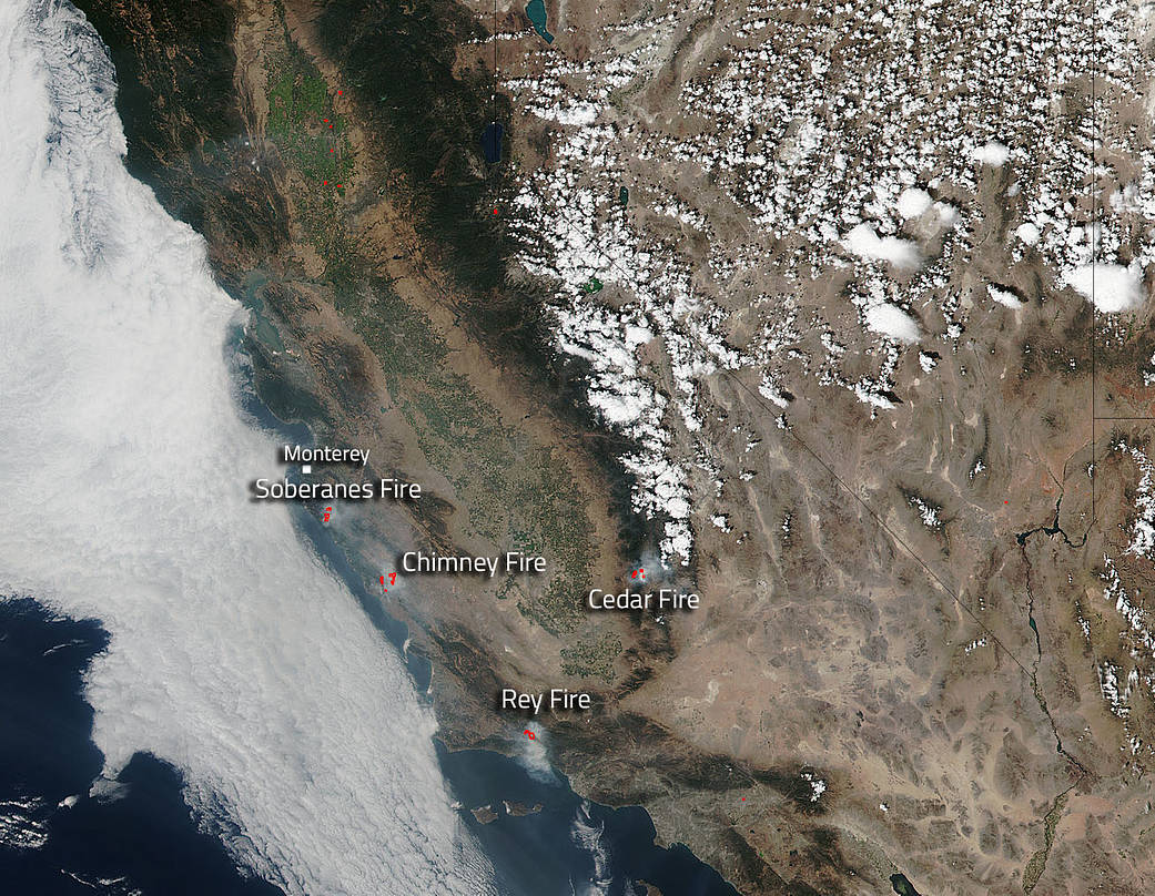 Suomi NPP image of Southern California fires