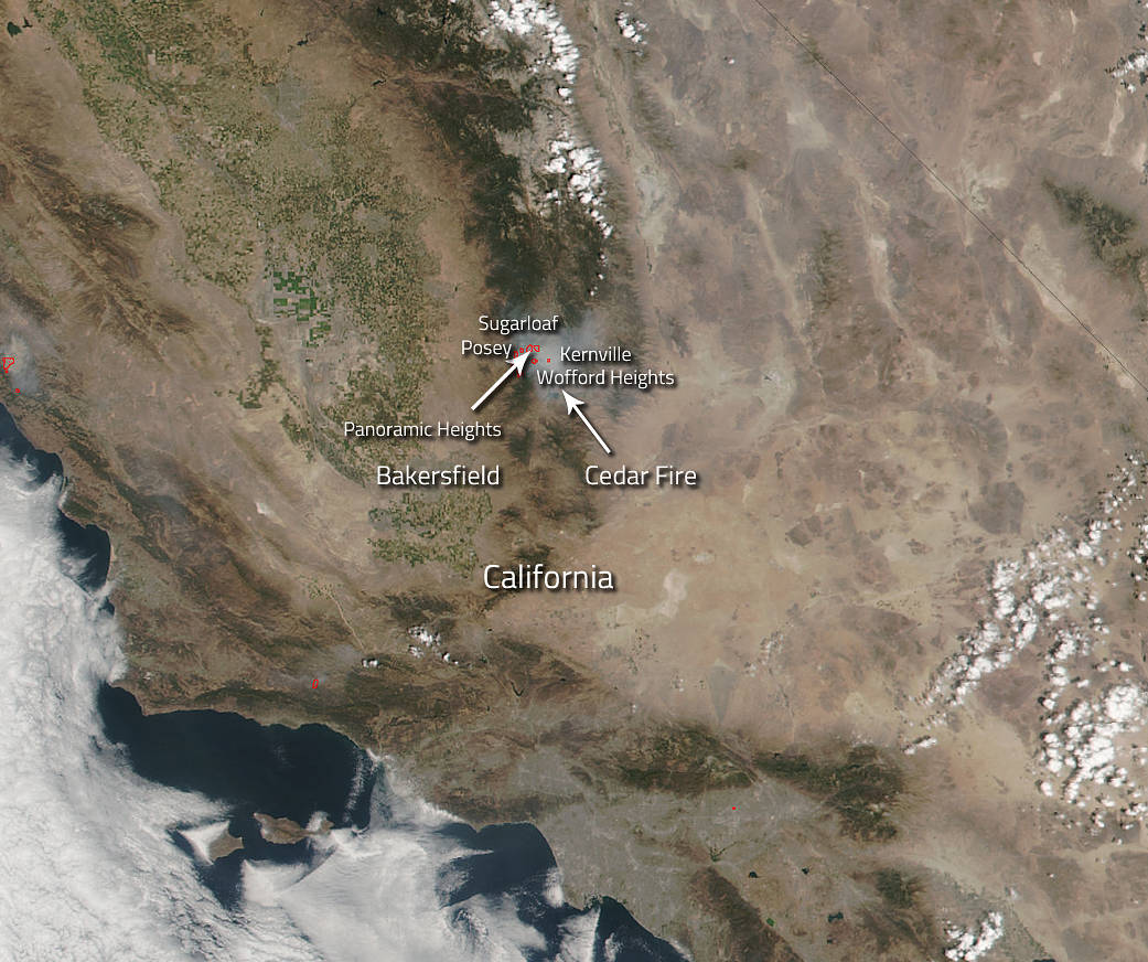 Suomi NPP image of Cedar Fire in California