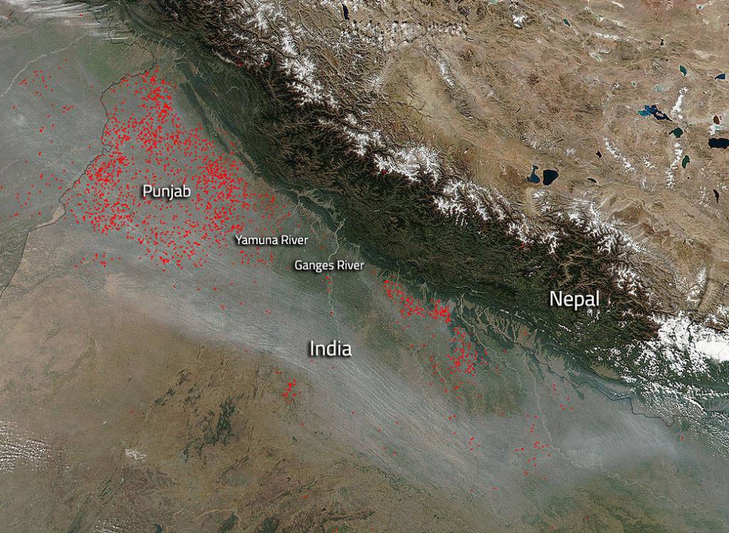 NASA’s Suomi NPP Satellite Shows Agricultural Fires in India