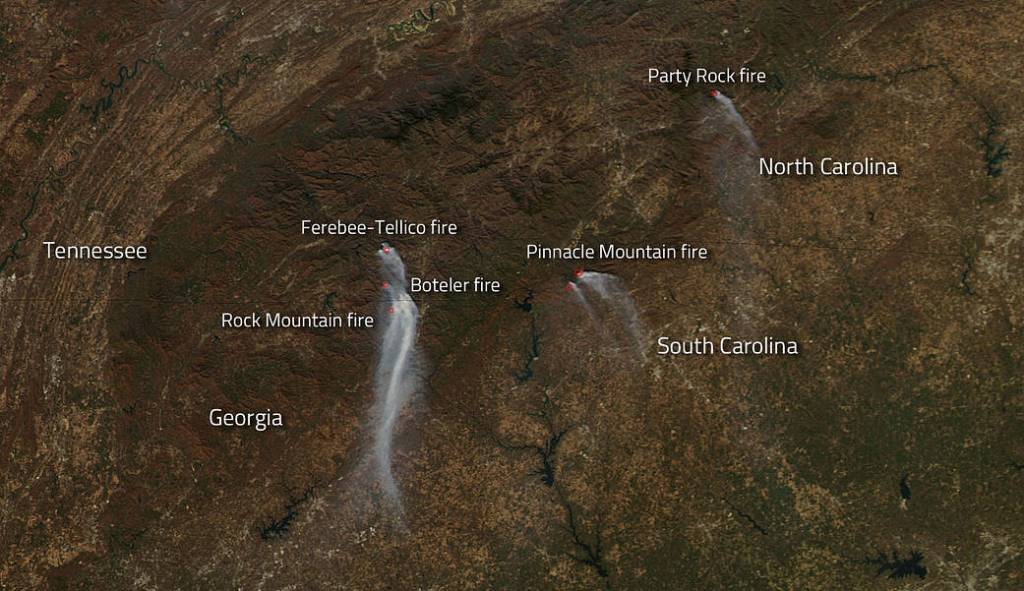 NASA Tracks Wildfires Still Plaguing Southeastern U.S.