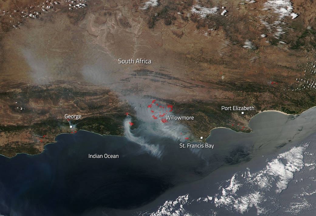 Suomi NPP image of South African veld fires