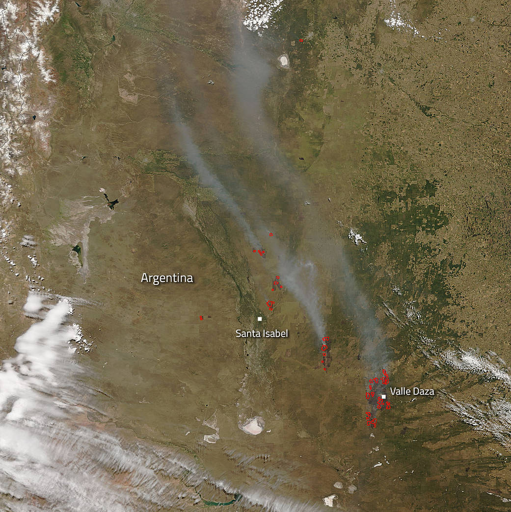 Terra image of fires in Argentina