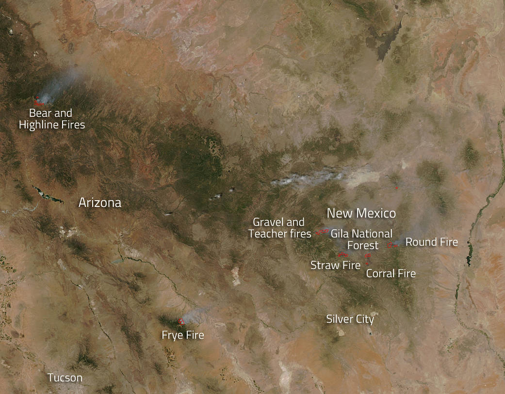 fires in Arizona and New Mexico