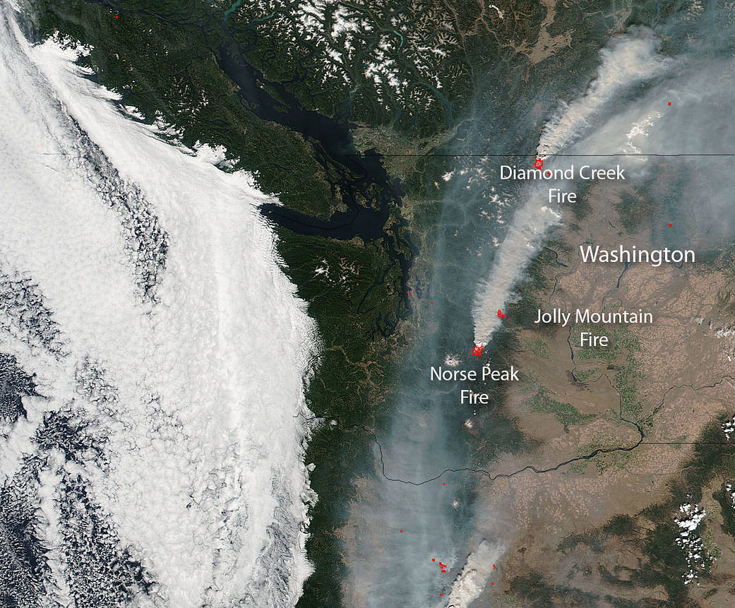 Suomi NPP image of fires in Washington state
