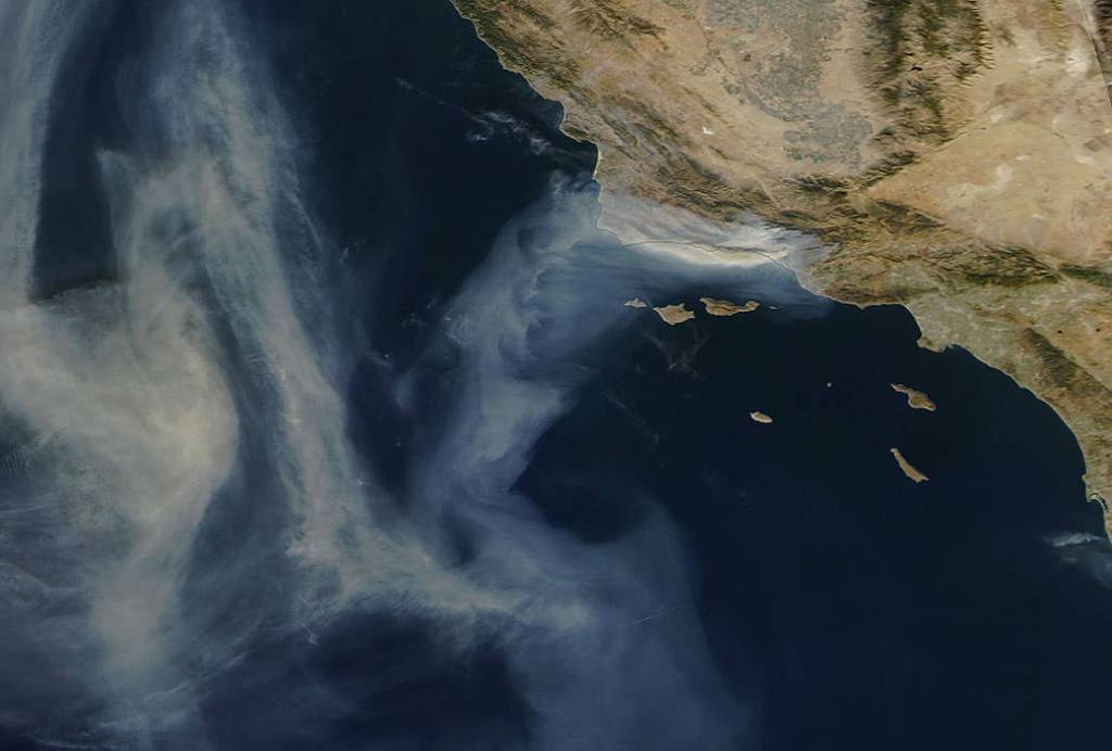 NASA’s Aqua Satellite Captures Smoke Billowing Off California Coast