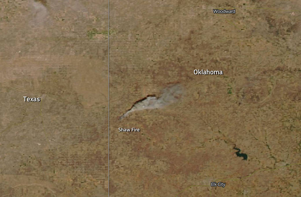 Shaw fire seen by the Aqua satellite