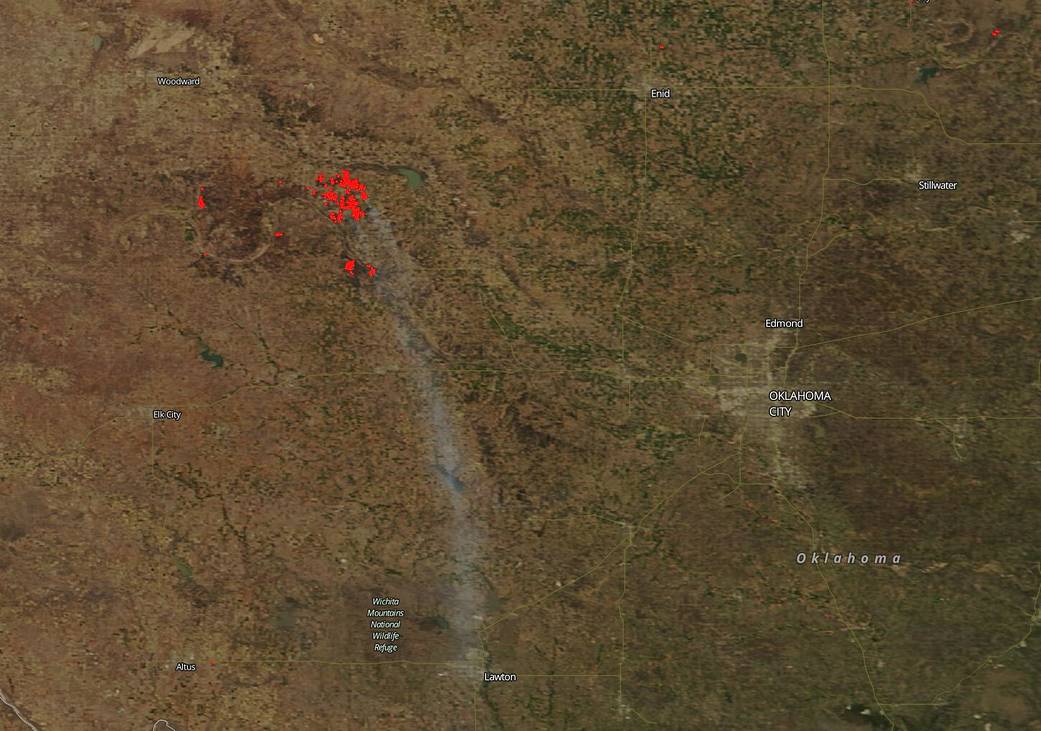 Suomi NPP image of Rhea Fire in Oklahoma