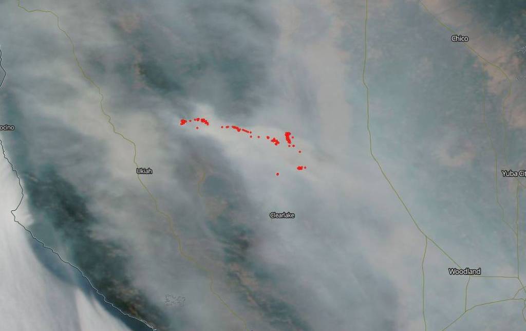 NASA’s Aqua Captures Mendocino Complex Blanket of Smoke