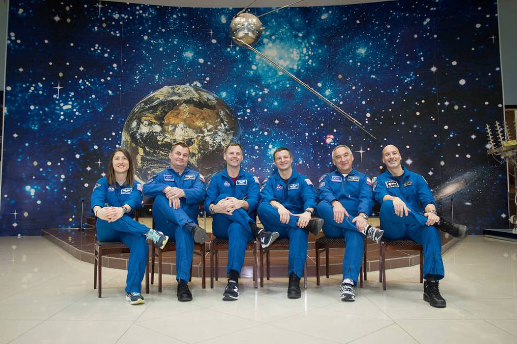Expedition 59 prime and backup crew members at the Baikonur Cosmodrome Museum in Kazakhstan