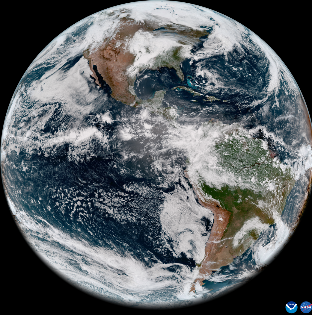 GOES-18 full disk GeoColor image from May 5, 2022.