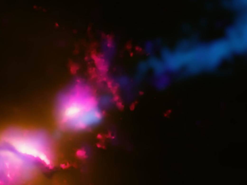 Chandra X-Ray Observatory image of galaxy and jet from black hole