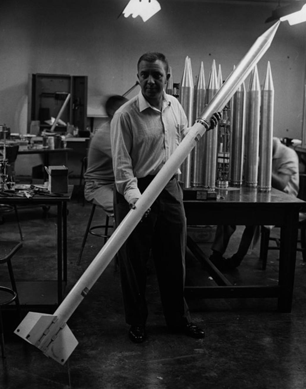 James Van Allen with rocket model