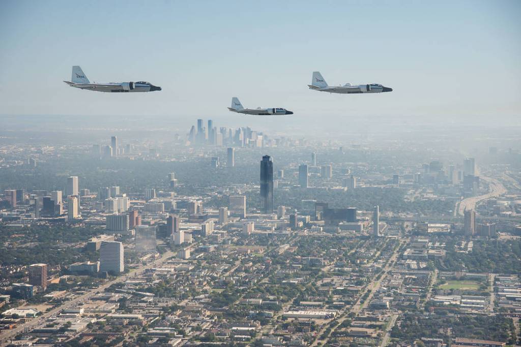 Historic Formation Flight of NASA’s WB-57s Over Houston