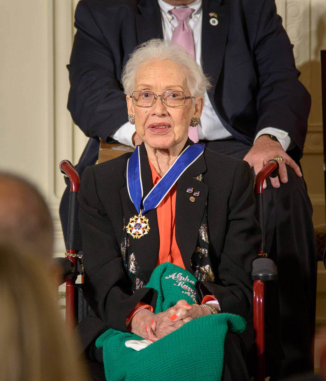 Former NASA mathematician Katherine Johnson is seen after President Barack Obama presented her with the Presidential Medal.