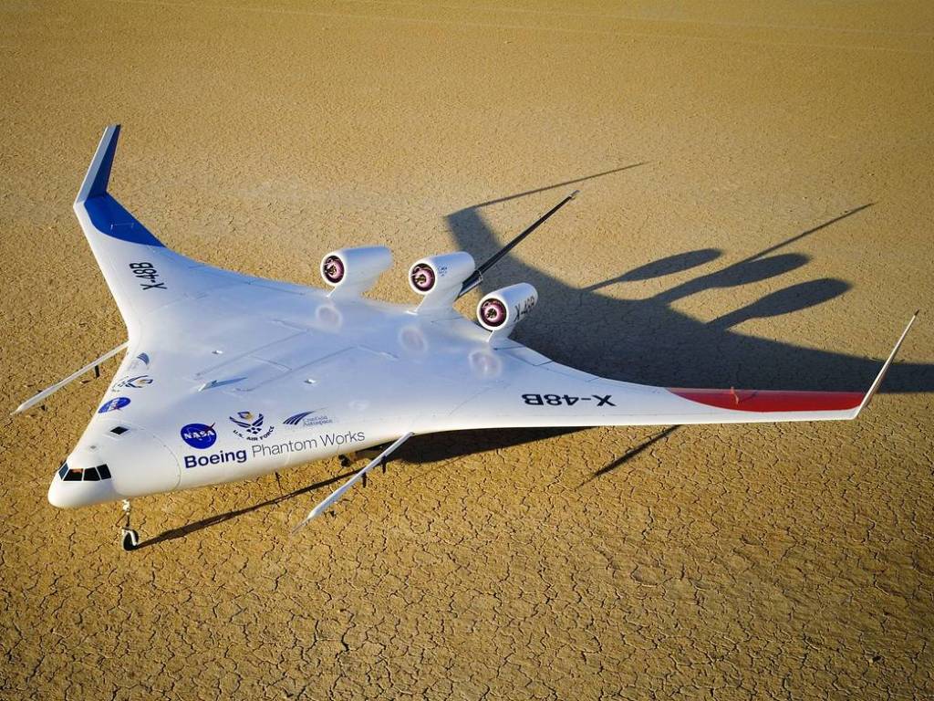 Sunset with X-48B on Rogers Dry Lake