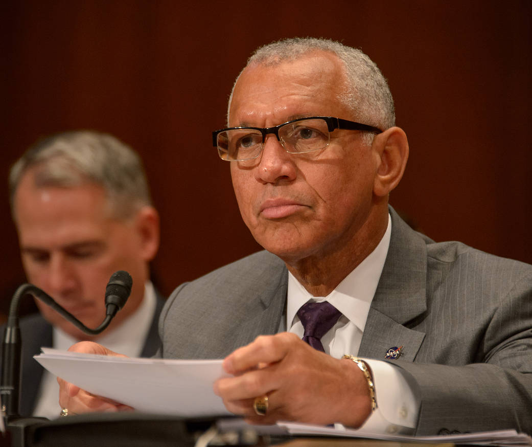 NASA Administrator Charles Bolden at table during Senate hearing