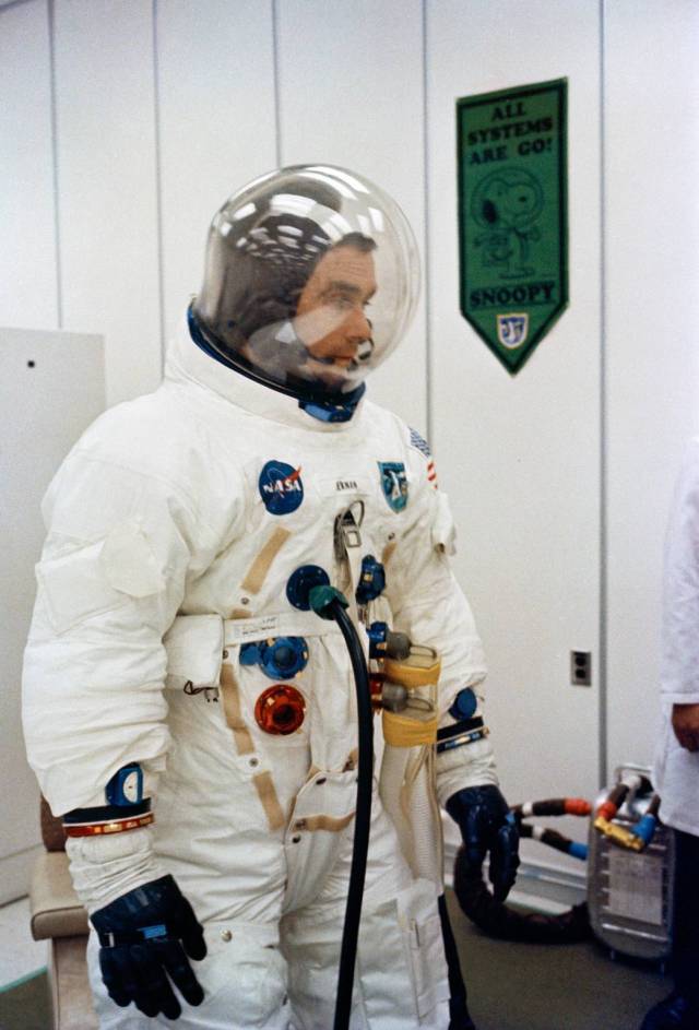 Eugene Cernan is suited up in preparation for his Apollo 10 flight