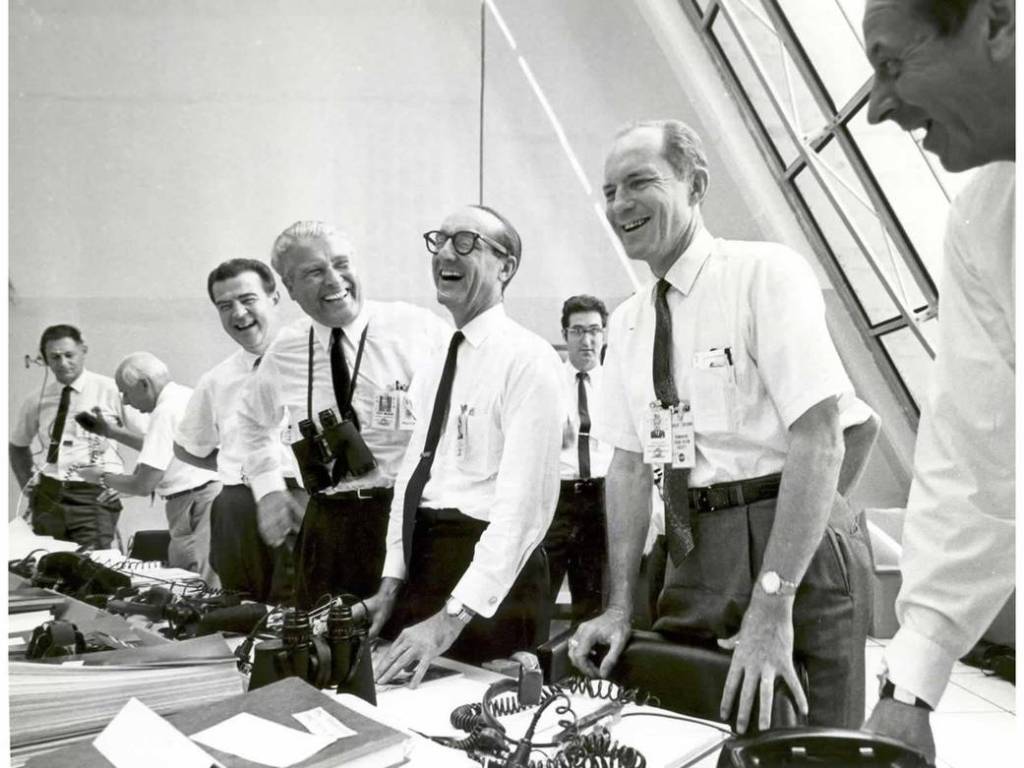 Apollo 11 Mission Officials Relax After Liftoff