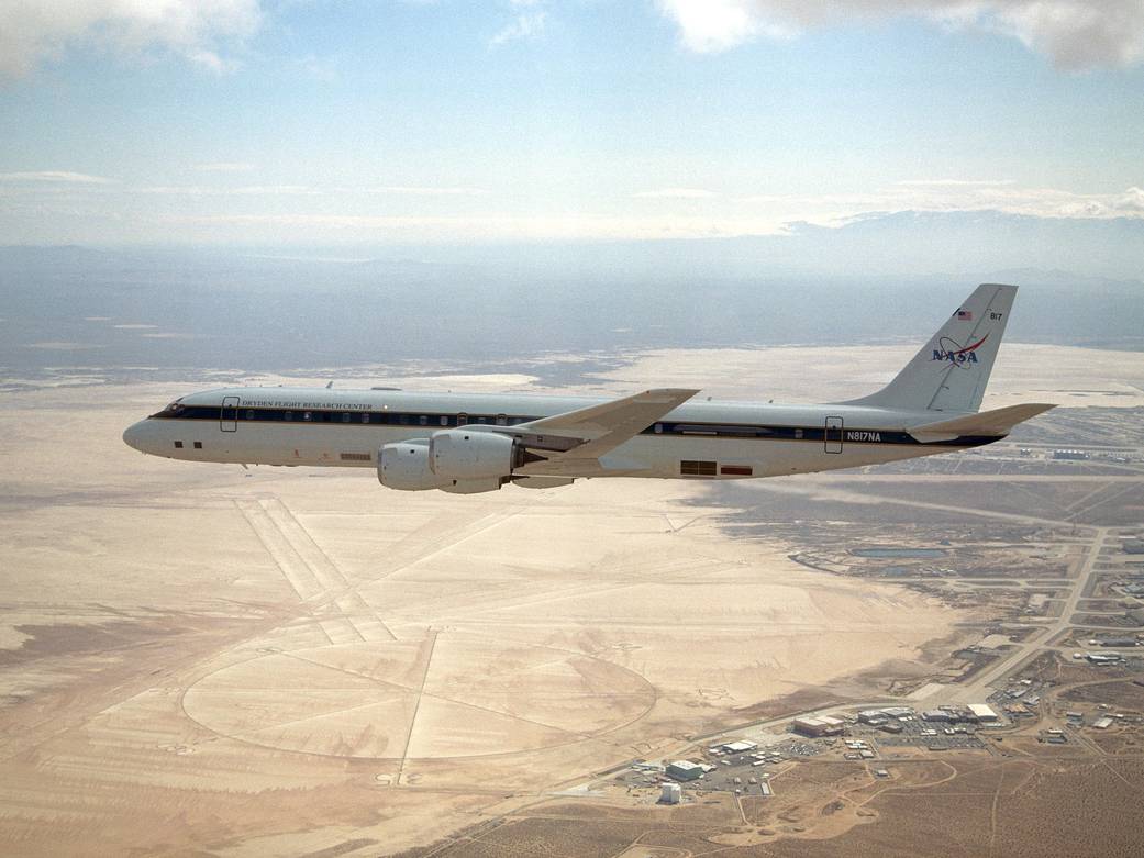 DC-8 Flies Over Edwards Air Force Base, CA