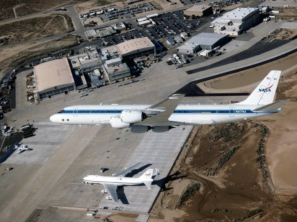 DC-8 Flies Over Dryden Flight Research Center