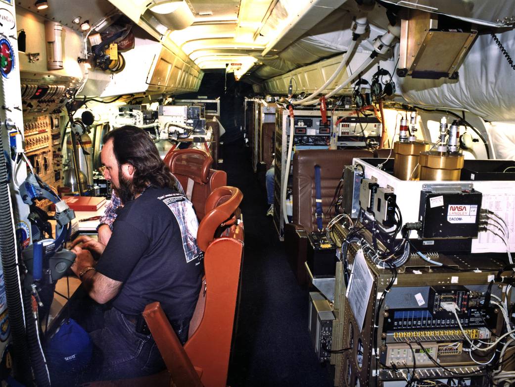 Interior of DC-8 Flying Laboratory During Mission Flight