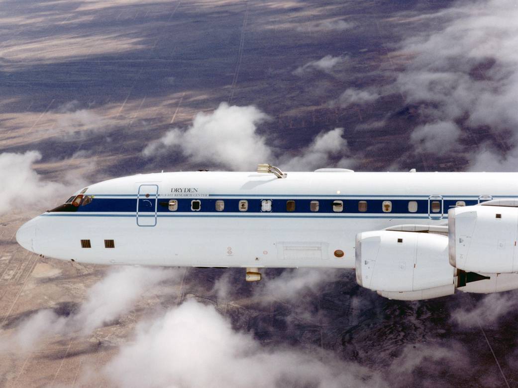 Close up of DC-8 in Flight