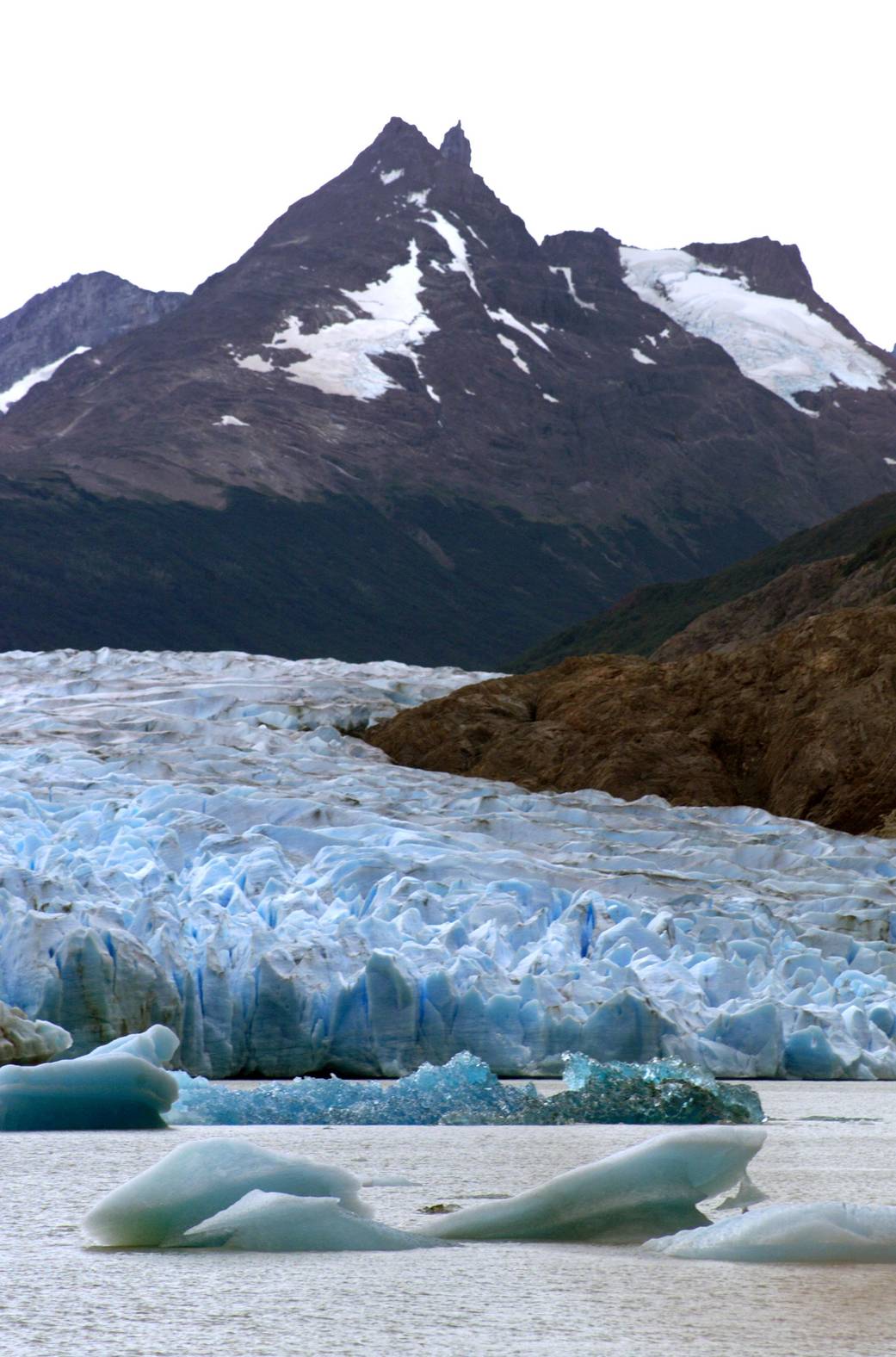 Glacier Grey in Front of the Cuernos del Paine Mountains