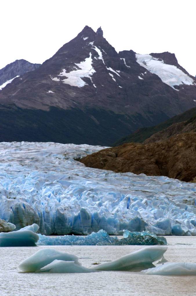 Glacier Grey in Front of the Cuernos del Paine Mountains
