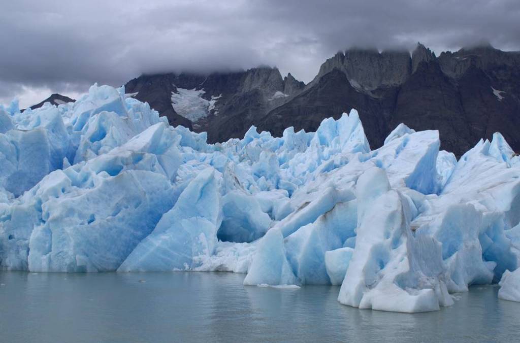View of Glacier Grey from Lago Grey