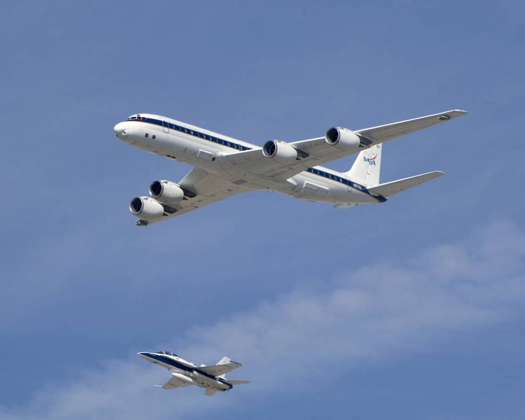 NASA F/A-18 Flies Chase for DC-8 Airborne Science Laboratory