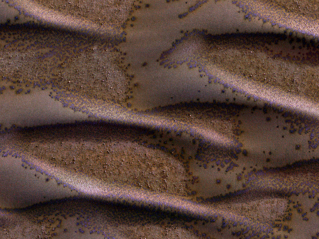 Closeup of frosted sand dunes on surface