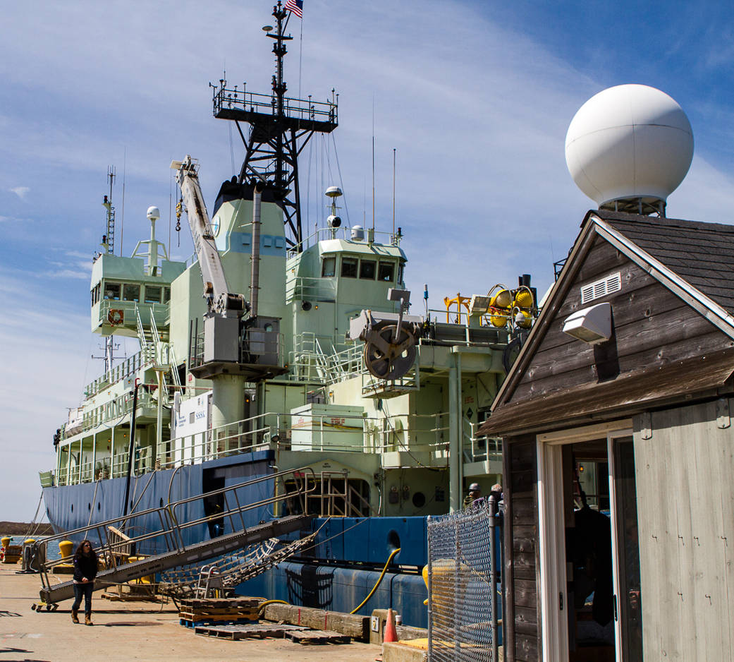 research vessel in harbor