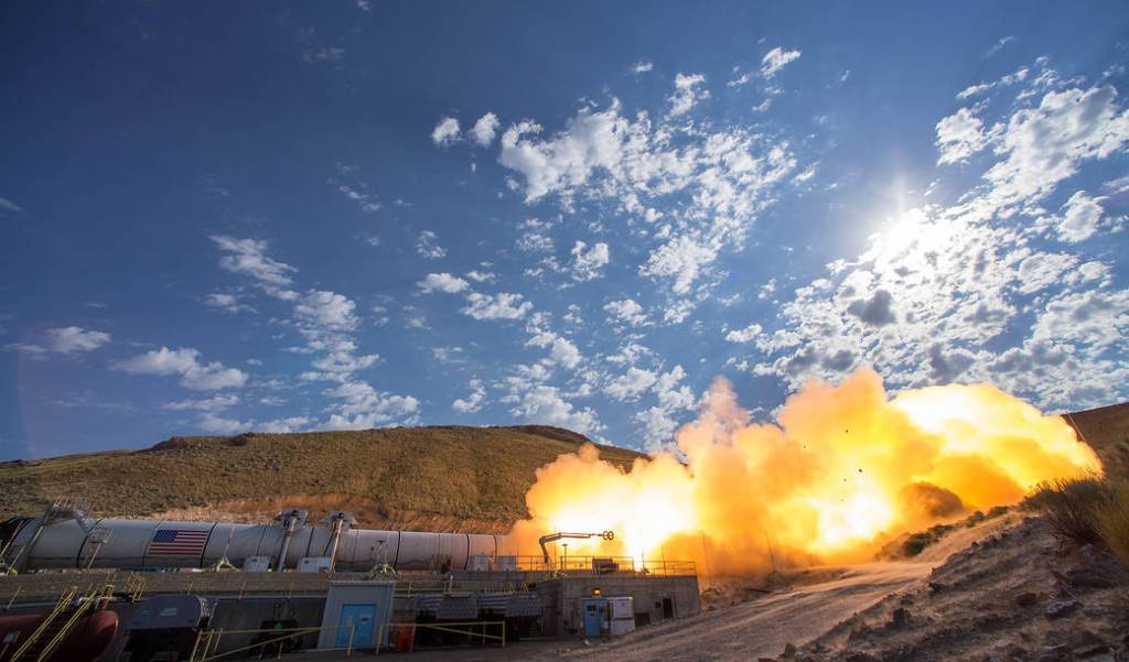 Booster Test for Space Launch System Rocket
