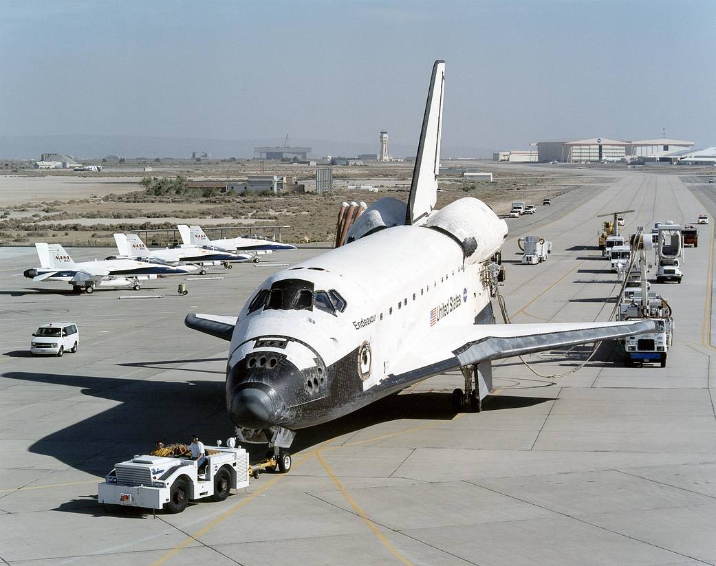STS-111 Space Shuttle Endeavour Towed up the Taxiway at Dryden
