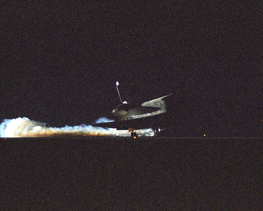 STS-114 Night Landing of Space Shuttle Discovery at NASA's Dryden