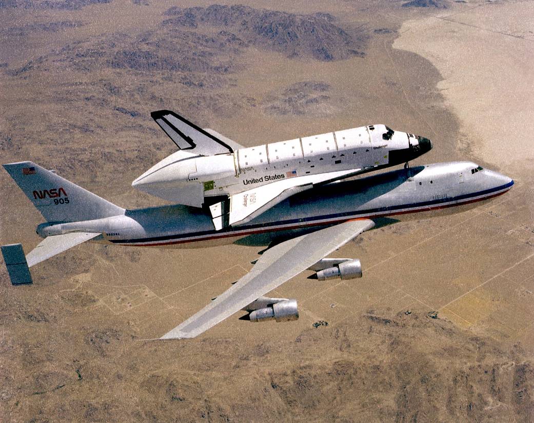 Shuttle Challenger Mated to 747 SCA