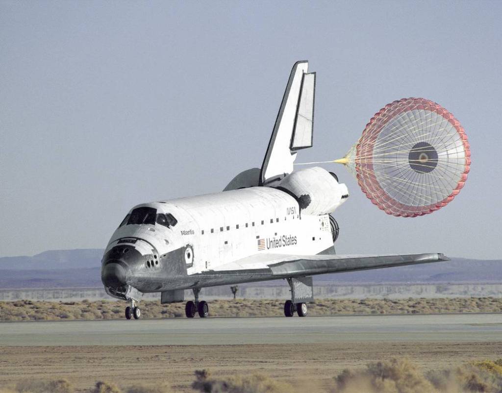STS-66 Shuttle Atlantis Edwards Landing with Drag Chute