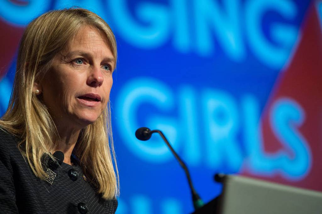 NASA Deputy Administrator Dava Newman speaks at the Engaging Women and Girls in STEM through Data Science event June 15, 2016.