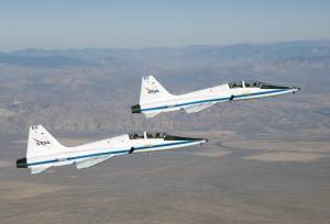 Dryden's two T-38A Mission Support Aircraft in Tight Formation