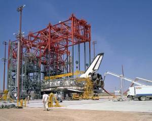 STS-1 Space Shuttle Columbia in the Mate-Demate Device