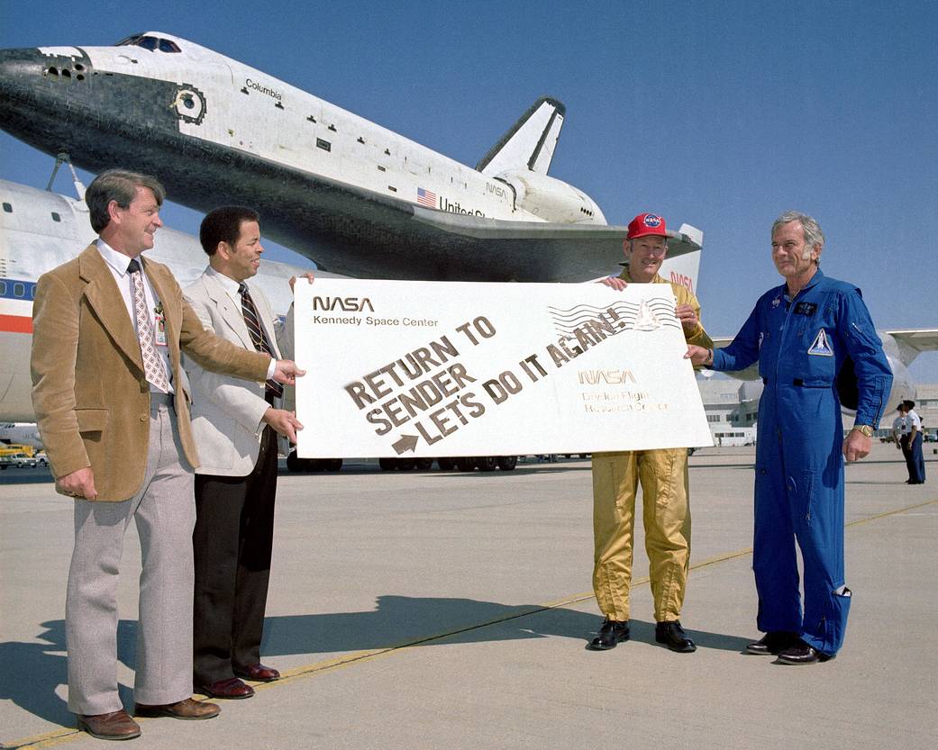 STS-1 Dryden Staff Gives the Shuttle Columbia a Humorous Sendoff