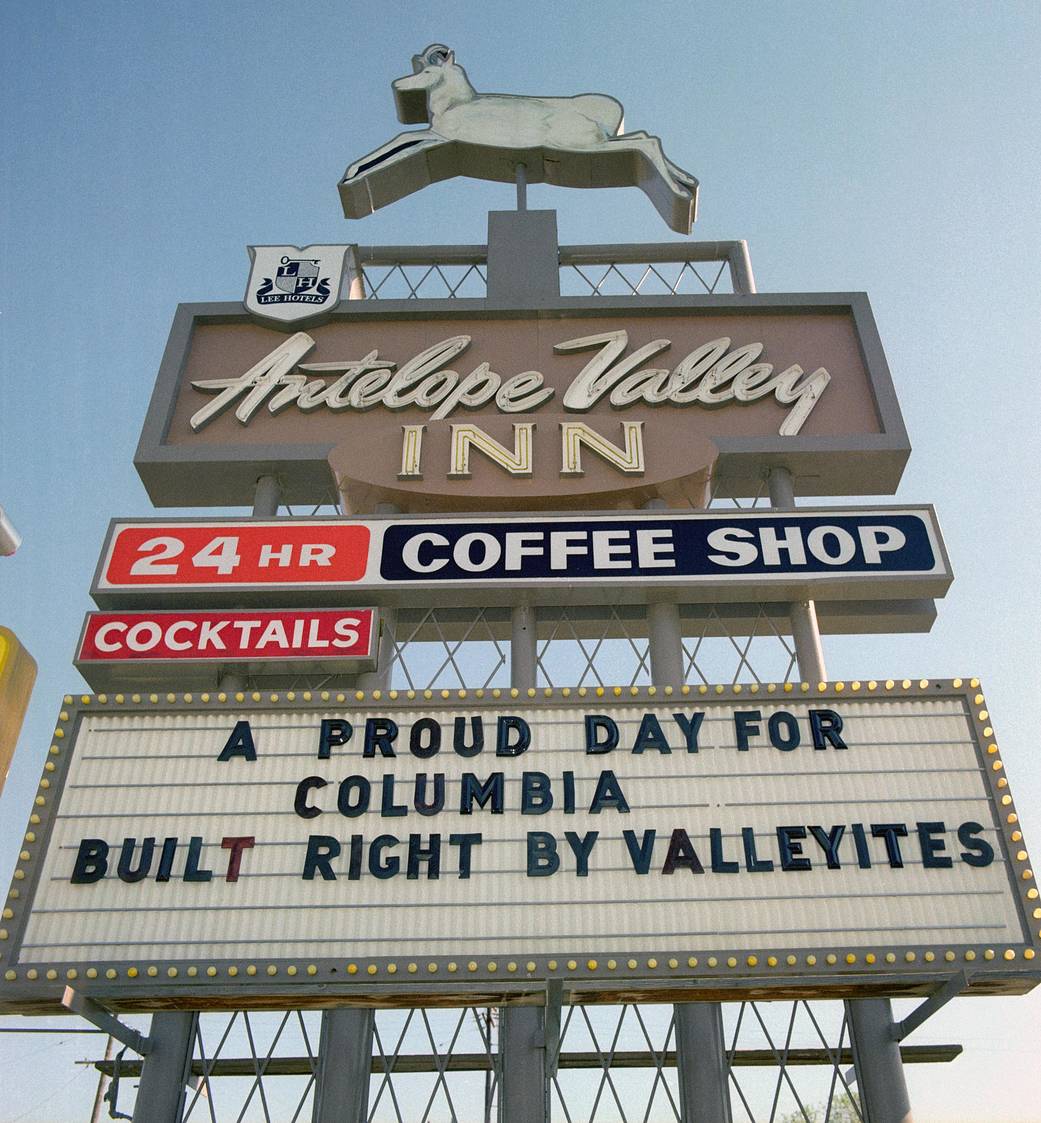 The Antelope Valley Inn in Lancaster, CA, celebrates Shuttle Columbia's First Landing